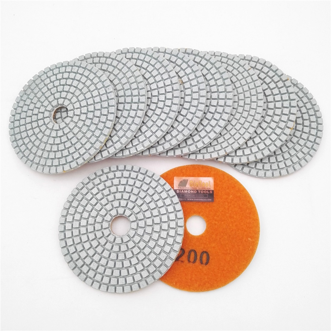 SHDIATOOL 10 pcs 4 /100mm Grit 200 Professional White Diamond Wet  Pads  Bond  Discs   Disc